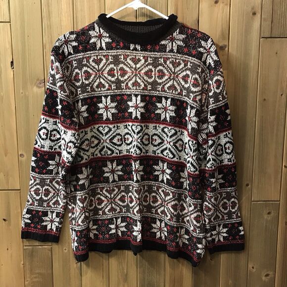 Vintage Claudia D. Womens Sweater Fair Isle Christmas Mock Neck Cozy Size Medium - Picture 2 of 13